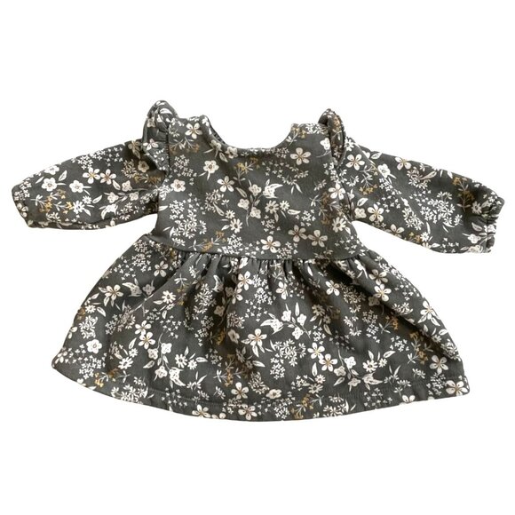 Carters 3M Baby Girl Floral Long Sleeve Dress Gray & White With Ruffles - Picture 1 of 6